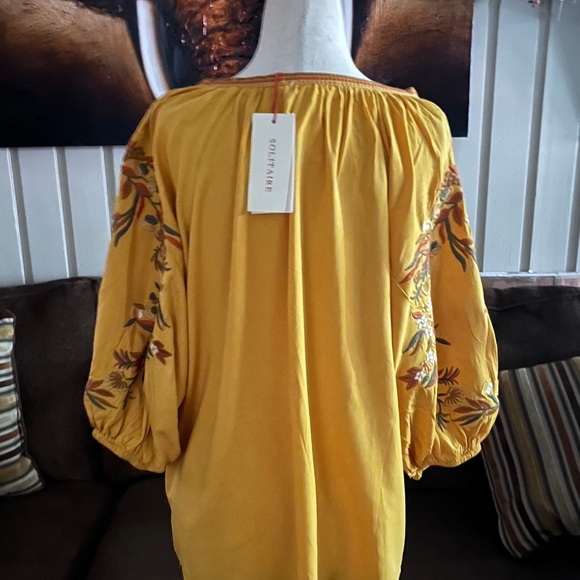 Solitare • Small • Boho • Yellow/Brown • Floral • Bird • Embroidery • Blouse - Picture 9 of 10